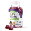 Viteey Sambucus Elderberry Gummies for Kids immunsupporttilskud med vitamin D3 & vitamin C 3-1 Immunbooster - Vegetarisk, Gelatine fri, Gluten fri, GMO fri - Tasty Chewable Berry Flavored