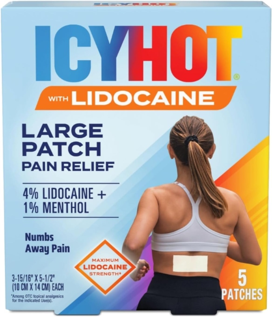 Icy Hot Max Strength Lidocain Pain Relief Patch (5 Greve) Penetrater til hurtig, målrettet Relief