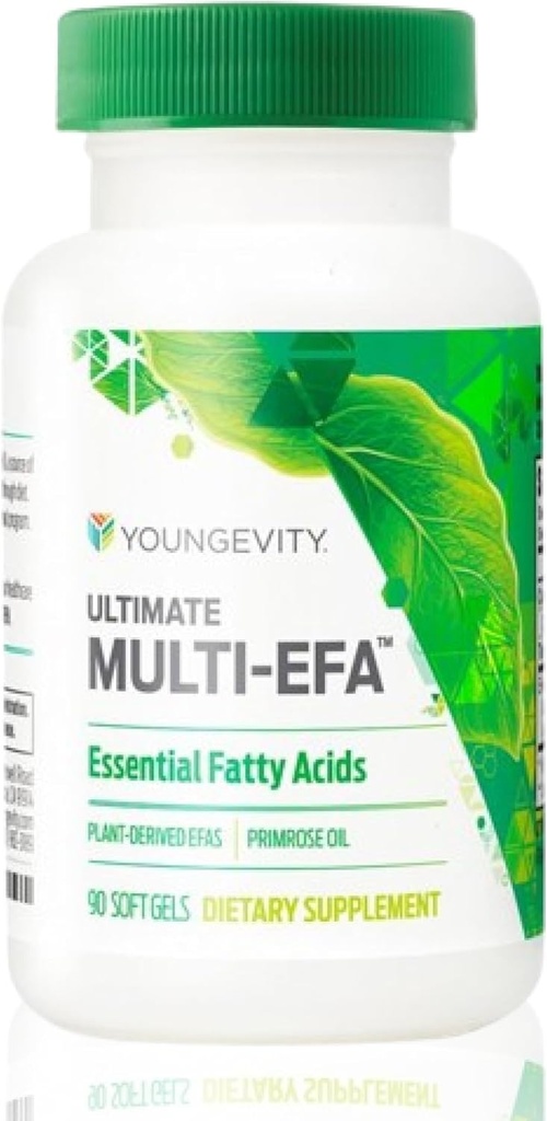 Youngevity Ultimate Multi- EFA ™ - Plant Based EFA Supplement - No Fish - Small Softgel for voksne og børn, Aften Primrose - 90 Softgels (pakke med 1)