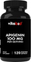 Apigenin 100mg per servering - 120 Vegetabilske kapsler - Rå plante Udtræk fra kamille blomst - Ikke Habit Danning - Aktive bioflavonoider & antioxidanter