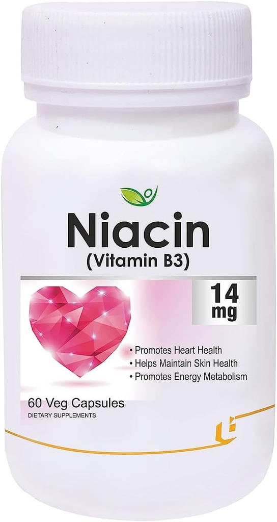 Nutraceuticals Niacin 14mg Vitamin B3 with Inositol 50mg Supplement - 60 Veg Capsules
