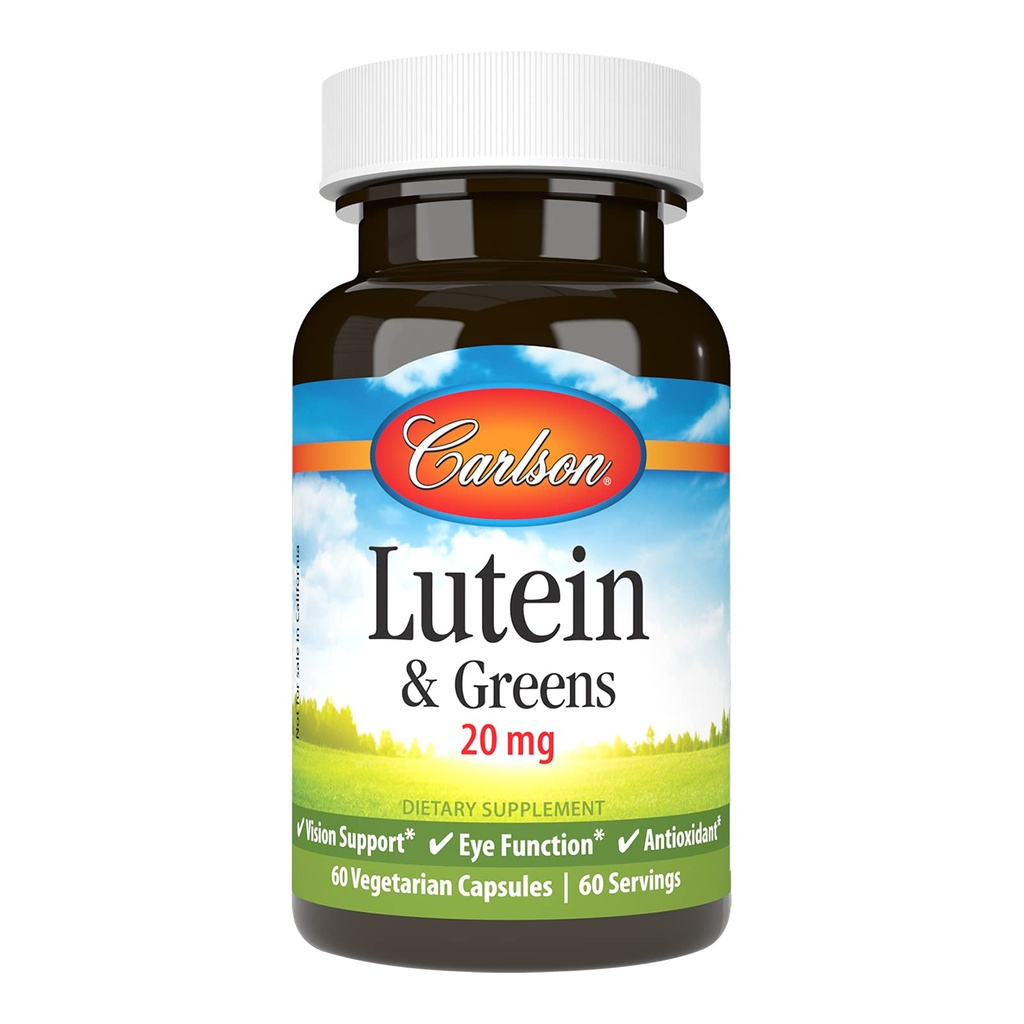 Carlson - Lutein & Greens, 20 mg, Vision Support & Eye Function, Antioxidant, 60 vegetariske kapsler
