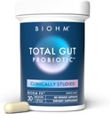 BIOHM Total Probiotic, 30 milliarder CFU Daglig Probiotika for kvinder & mænd (30 Greve) Hjælper Reducere lejlighedsvis gas & bloating, understøtter fordøjelse & total Gut sundhed, non-GMO, Vegan