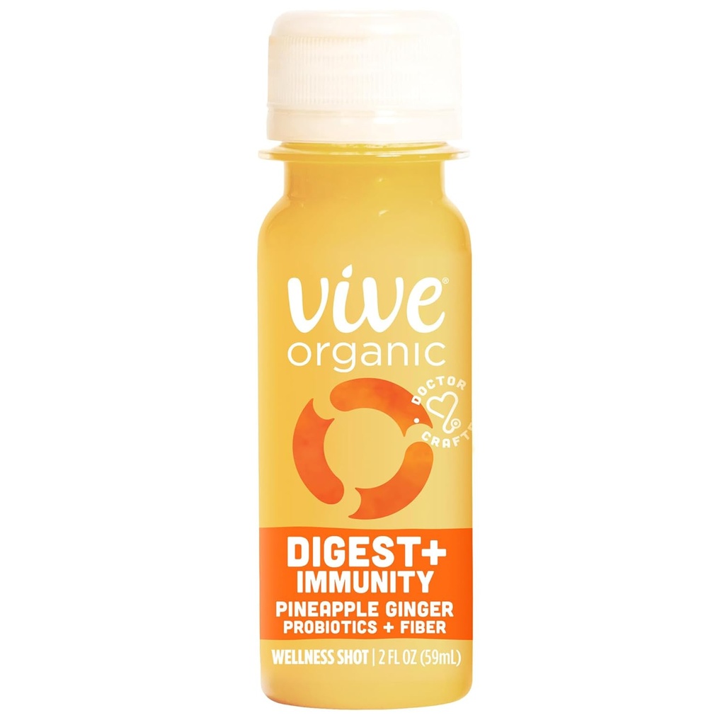 Vive Organic Digest + Immunity Ananas Ginger Wellness Shot, 2 fl oz Flaske