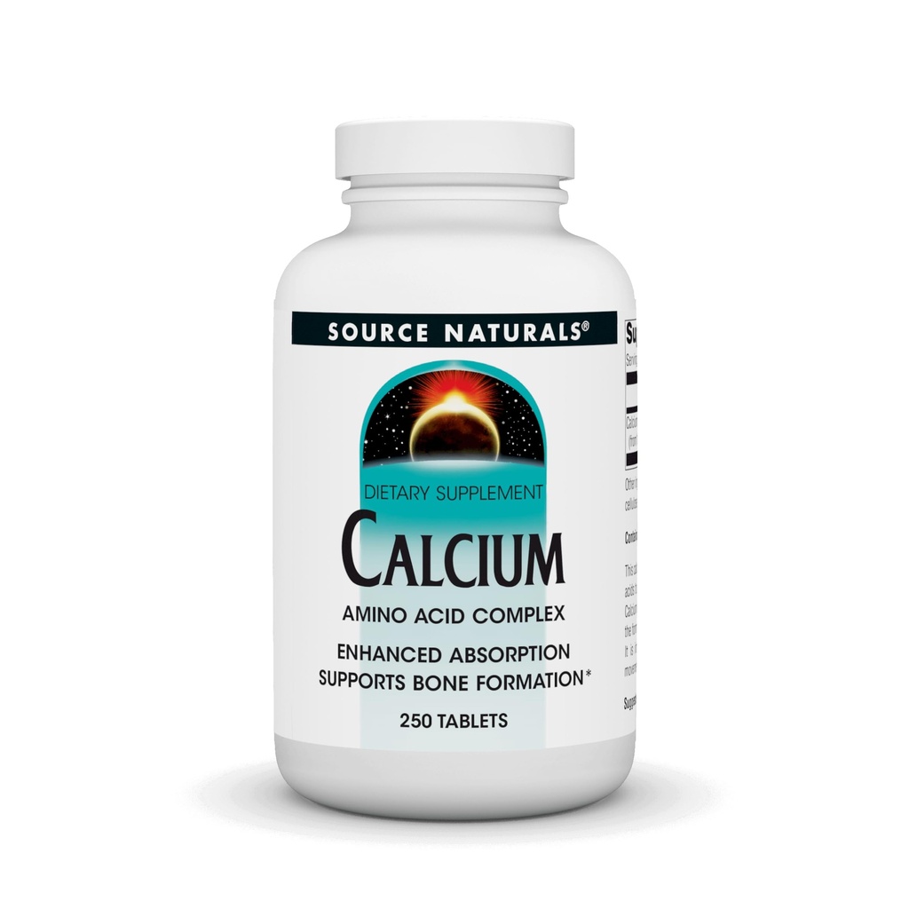 Kilde Naturals Calcium, Aminosyrekompleks - Forbedret Absorption & Understøtter Knogledannelse * - 250 tabletter