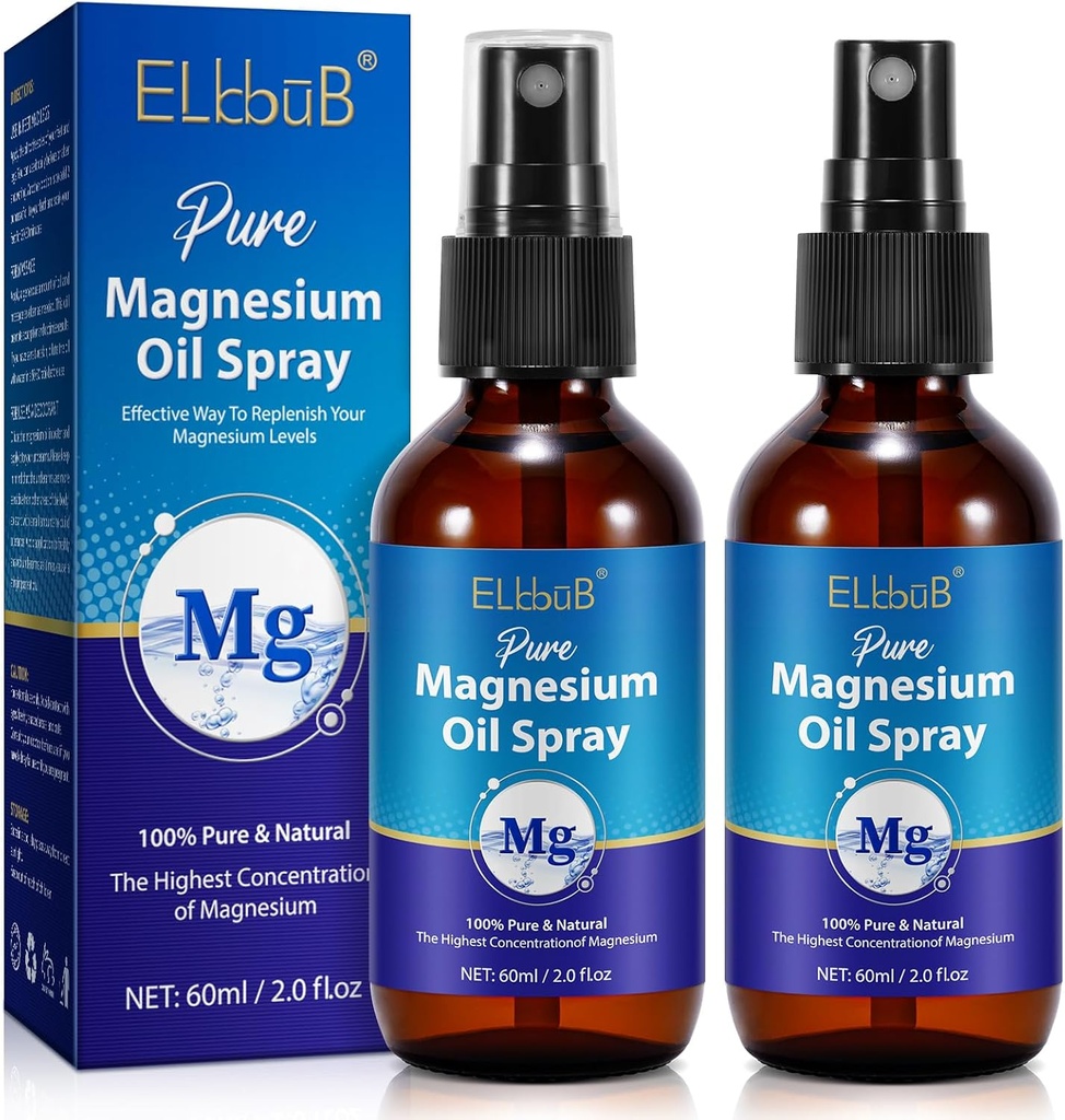 Pure Magnesium Oil Spray - 100% Natural Tematisk Magnesium Spray til Fødder og Krop, Magnesium Oil til Afslapning, Let at Absorb, Sikker og effektiv