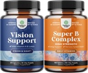 Bundle of Complete Eye Health Supplement for voksne til Vision Tør øjne Tryk og blå lysbeskyttelse og B-vitamin Complex Voksen Multivitamin til immunforsvar Mood Boost og hukommelse supplement