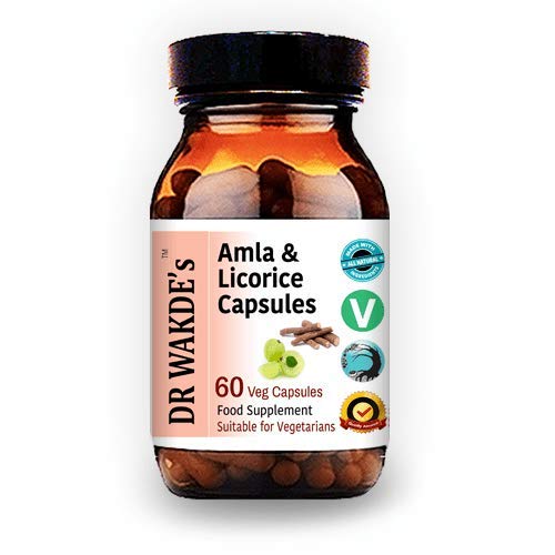 DR WAKDEs Amla & Lakridskapsler (60 Veg Caps, for syrefordøjelsesbesvær, Ayurvedic Supplement, Vegan, Herbal, All Natural, Made in UK)