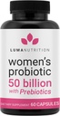 Luma Nutrition Probiotics for Women with Prebiotics - 50 Billion CFU - Formulated for Digestive, Immune & Feminine Support - 60 Capsules