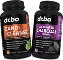 Aktiveret Charcoal & Candi Cleanse Support - Organic Coconut Charcoal Pills & Anti Overgrowth Pills til Mave Gas og Bloating for Mænd Kvinder Kids - Oral Herbal Oregano & Captain Acid Kapsler