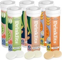 Drinklits Hydration Tablets Variety Pack (6) Tube Bundle Shup 124; Ginger- Lime + Lemon- Lime + Orange Shaps 124; Lækre naturlige smag - 0g Sukker - Elektrolyte Sports Drink 124; 6 Pack (60 Servering)