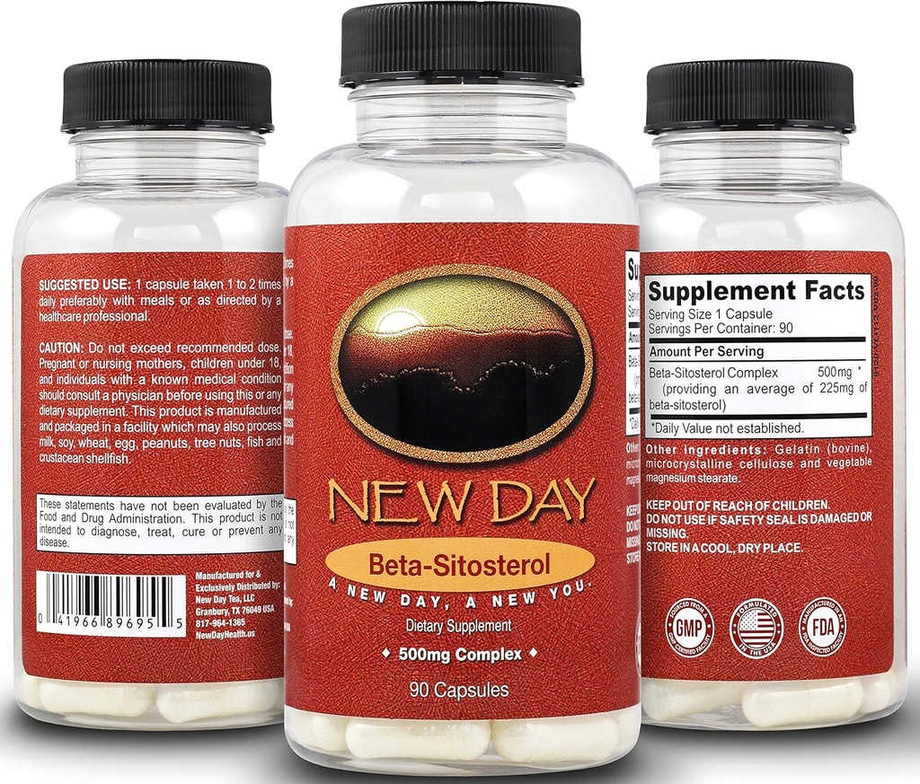 Ny dag sundhed • 124; Pure Beta sitosterol naturligt supplement - 90 tabletter, 500mg Complex • 124; Naturligvis understøtter urinveje