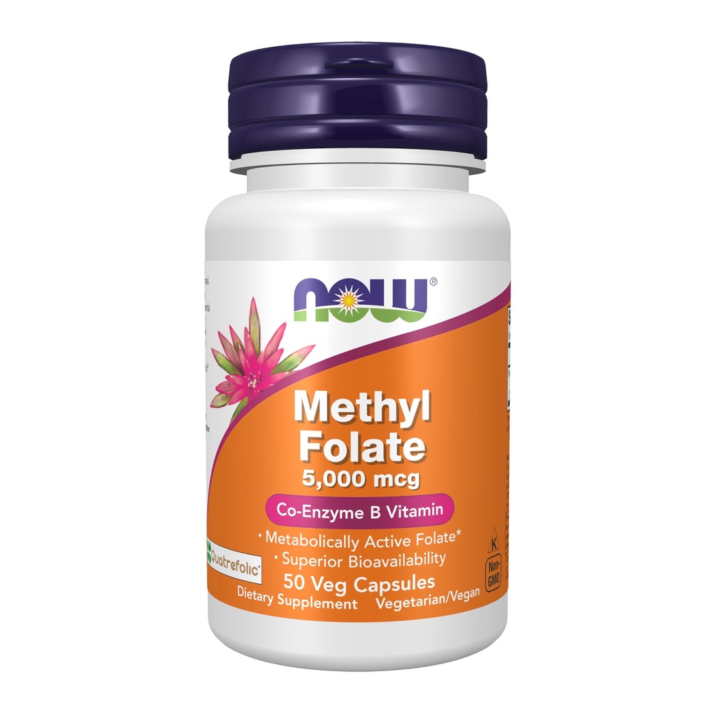 Now Foods Supplements, Methyl Folate 5000 mcg, Superior Bioavailability, 50 Veg Kapsler