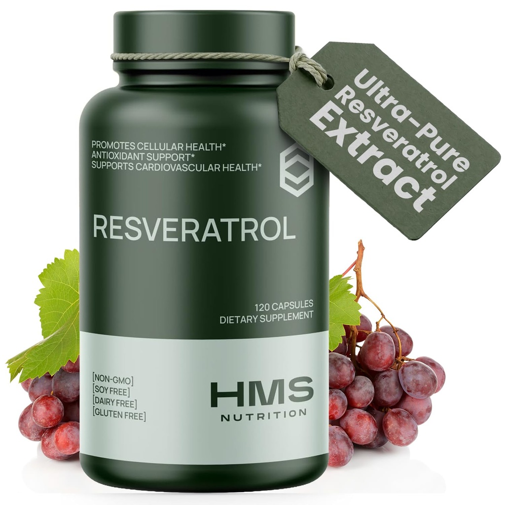 Resveratrol 1400mg 120 Kapsler høj potens Trans- Resveratrol med kraftfulde antioxidanter Acai Grapeseed Green Tea Understøtter cellular og cardiovaskulær sundhed Anti- Aging