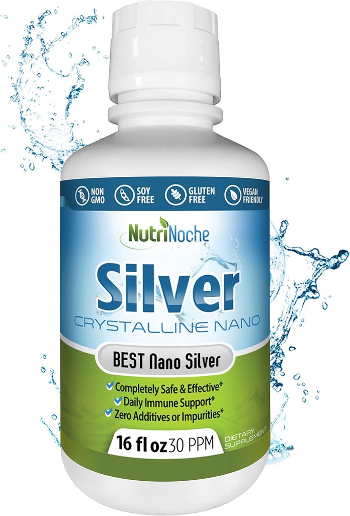 NutriNoche Colloidal Sølv - 124; 99,99% Ultra Pure Krystallinske Nano Sølv Partikler