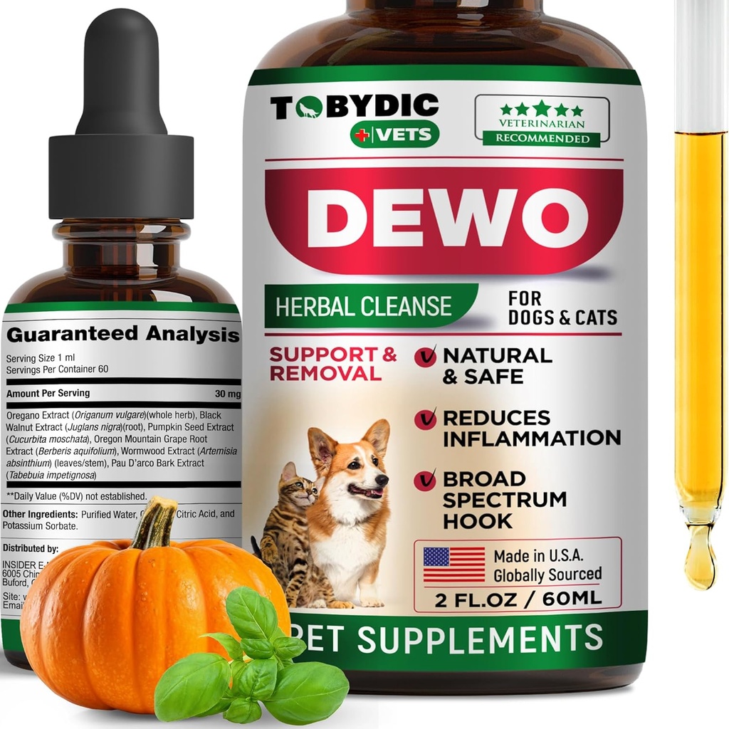 Katte & hunde Natural Broad Spectrum Intestinal Defense & Diguestive Liquid Herbal Support - fremmer Gut Health - Supplement Drops Made in USA (Herbal Cleanse 2 oz)