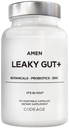 Amen Leaky Gut Supplement - Advanced Formel med biotilgængelig L Glutamin, Zink, gurkemeje, DGL lakrids Root - Marshmallow Root - Probiotika & Fermenteret Prebiotika - Vegan, Non- GMO - 90 Kapsler