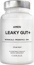 Amen Leaky Gut Supplement - Advanced Formel med biotilgængelig L Glutamin, Zink, gurkemeje, DGL lakrids Root - Marshmallow Root - Probiotika & Fermenteret Prebiotika - Vegan, Non- GMO - 90 Kapsler
