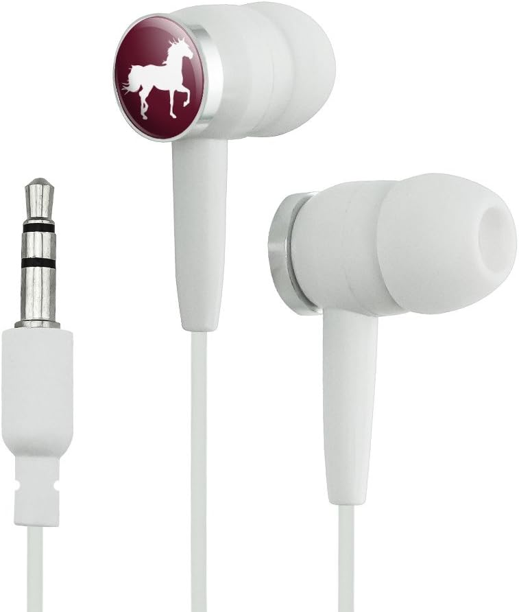DIAGRAM & MERE Horse Silhouette Wild Mane Trotting Maroon Novelty in- Earbud hovedtelefoner - Hvid