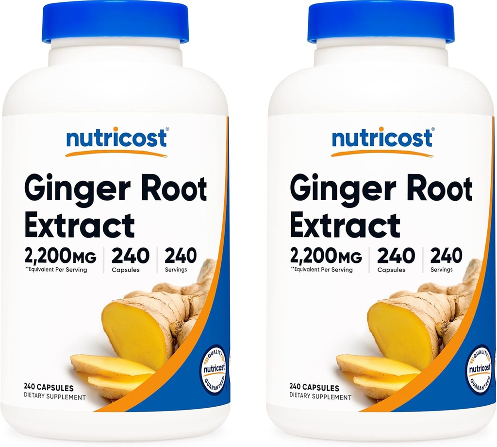 Nutricost Ingefær Root Extract 550mg, 240 kapsler (2 flasker)