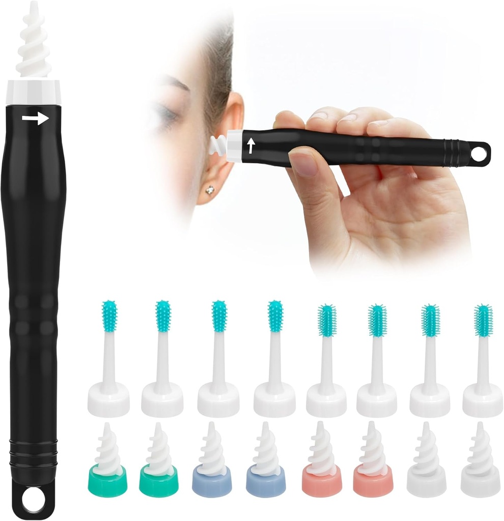 Q Grips Ear Wax Removal Tool 2025 Spiral Ear Wax Removal Kit Genanvendelige og vaskbare Q- Grips Ear Wax Remover Soft Silicone Spiral Ear Wax Removal Kit Indeholder 3 typer af øre renere værktøjer