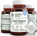 Naturlig Nutra Tart Cherry Extract med gurkemeje Curcumin, hjælper med at reducere muskelømhed, understøtter immunsystemet, fremmer fælles sundhed, forbedrer søvnkvalitet, Vegan, Vegetar, Gluten Free, 60 tabletter