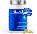 CanPrev K2 120mcg med Organic Coconut Oil, 120 Softgels 120- Day Supply - Forbedret Absorption til Optimal Bone og Tandstøtte, High Potency Vitamin K2 til opretholdelse af stærke knogler og tænder