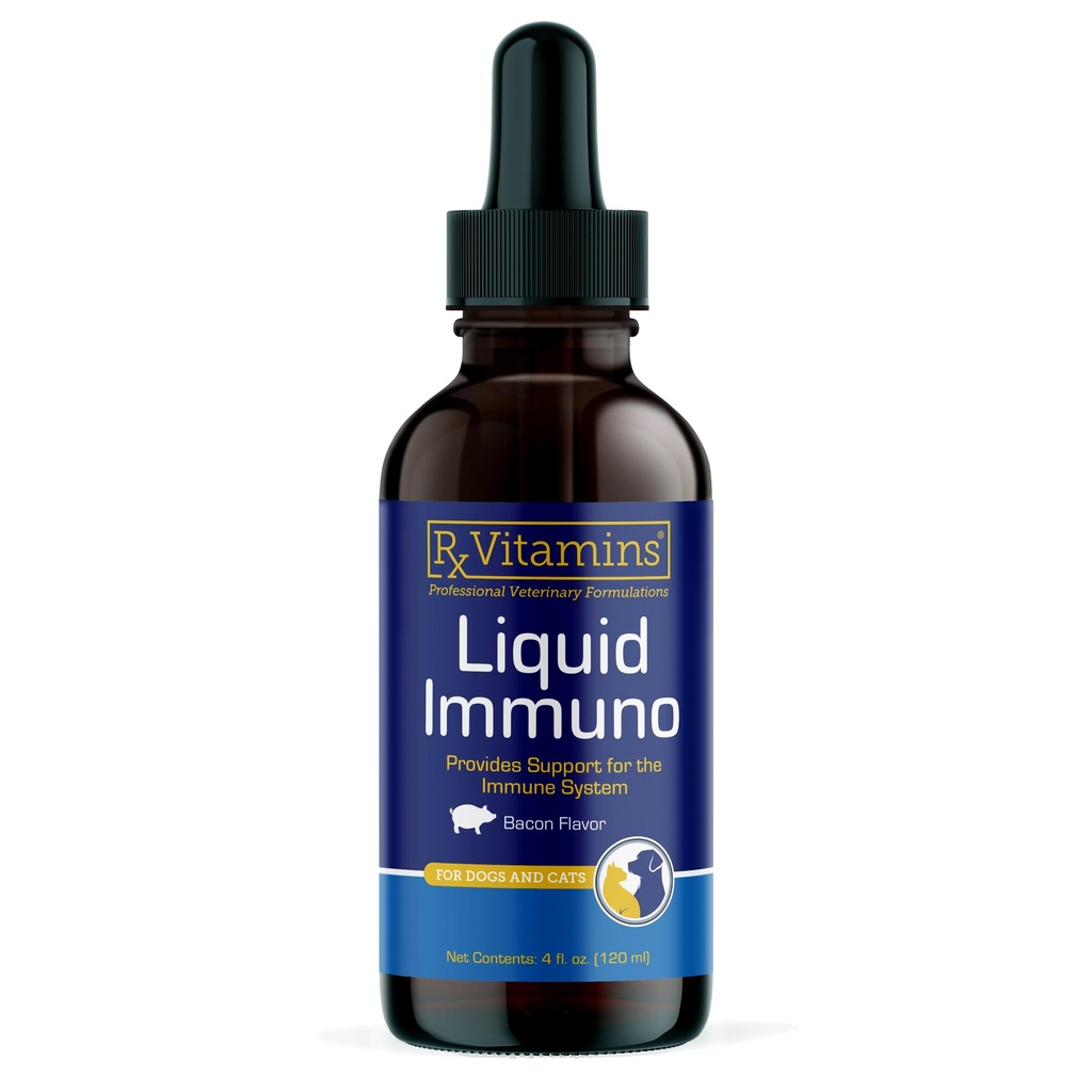 Rx Vitaminer flydende immuno hund & kat immunforsvar - Reishi champignon supplement til hunde & katte Plus L- Lysin - Ideel øje kosttilskud, Immunitet booster kosttilskud til kæledyr - 4 oz
