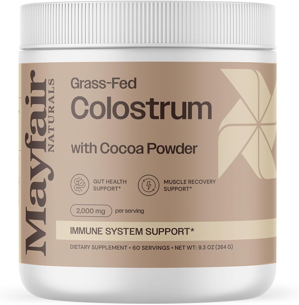 Grass- Fed Bovine Colostrum tillæg med kakao pulver, for børn og voksne, immunsystemet støtte, Gut sundhed og muskel Inddrivelse, 60 Servering