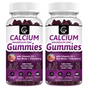 Calcium Magnesium Zinkgummier med høj absorption Magnesium Glycinat Kalium - Plant Complex Calcium Magnesium 2: 1 Ratio, med D3 Sea Moss til Knogler, Muskler, Immun & Sleep Support, Vegan-2 Pack