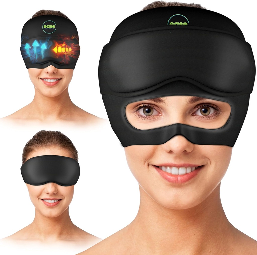 Migræne Relief Cap - 2 i 1 Lindrende Hovedpine Relief Cap med Aftagelig Eye Mask 20% Extra Gel - Hovedpine Hat for Migræne - Cold Ice Head Wrap Produkter til Stress, Spænding, Handover & Puffy Eyes
