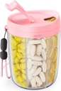 ZIKEE Stor pilleflaske Organizer med Anti- Mixing & Wide Openings Design, Pill Dispenser Holds Månedlige Vitaminer, Travel- Friendly Supplement Organizer Let at fylde & Retrieve med et håndtag, 20 etiketter