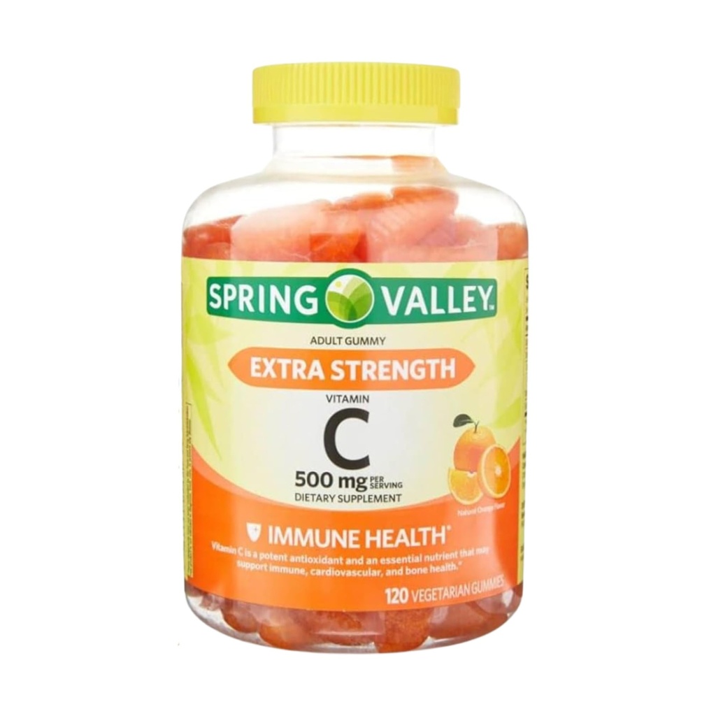 Extra Strength Vitamin C 500 mg, 120 Gummies - Orange Flavor, immunsundhed Kosttilskud Vegetarisk Gummies + 7 Dag Pill Organizer inkluderet (pakke med 1)