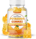 softbear Kalium Citrate 1000mg, Sugar Free Kalium Gummies for adult Support Leg Cramp & Muscle Health High Potency Kalium Supplement Gummies Orange Flavor 60 Greve
