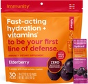 Hydrant - Immunitet Electrolyte Powder, Elderberry Flavor, 30 Instant Rehydration Stick Packs - Electroyte Blend med C-vitamin, D-vitamin og zink til immunforsvar