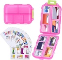 1 Pack 10 GRIDS Travel Pill Organizer Box med 189 Labels - Travel Medicine Case Kit - Pocket Daily Pharmacy Container - Travel Medication Holder Dispenser for Fish Oil Vitamin Supplement Storage