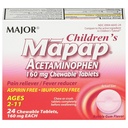 MAPAP Acetaminophen 160 mg Chewable Tablets - Pain Reliever / Fever Reducer - Aspirin Free - Ibuprofen Free - for alderen 2 til 11 - 24 Greve (1 pakke)
