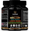 Shilajit, Sea Moss, Lions Mane, og Ashwagandha Kapsler - Omfattende All- in-One Wellness supplement til sind, krop og vitalitet - 60 Veganske Kapsler