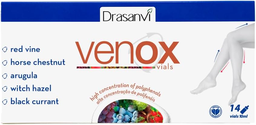 Drasanvi Venox Hætteglas 14 hætteglas 10ml Hver total vægt 14ml - Health Care - Daglig brug - Kosttilskud - Røde frugtekstrakter - Naturlige ingredienser - Horse Chestnut - Vitamin C, E og A
