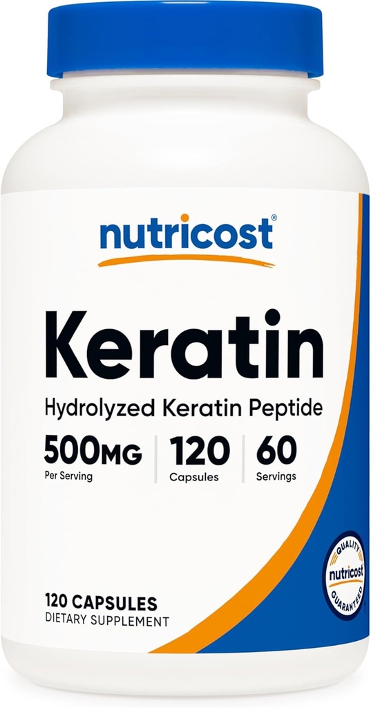 Nutricost Keratin Hydroliserede Peptid Kapsler - 500MG, 120 Kapsler (60 Servere) - Non-GMO, Gluten- Free Formel