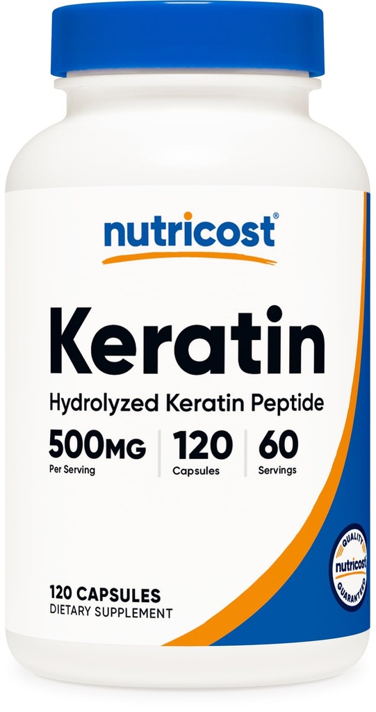 Nutricost Keratin Hydroliserede Peptid Kapsler - 500MG, 120 Kapsler (60 Servere) - Non-GMO, Gluten- Free Formel