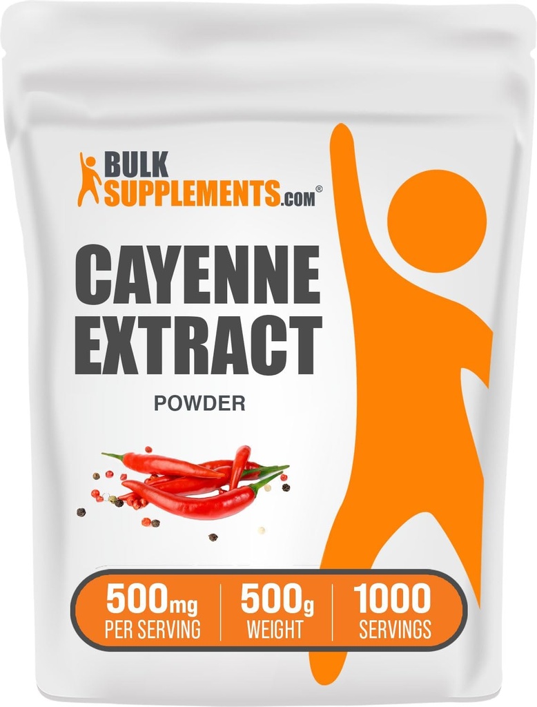 Bulkadditions.com Cayenne Pepper Extract Powder - Capsaicin Supplement, Capsicum Extract - 500mg Cayenne Extract per Serving, Cayenne Supplement - Gluten Free (500 Bedste - 1.1 lbs)