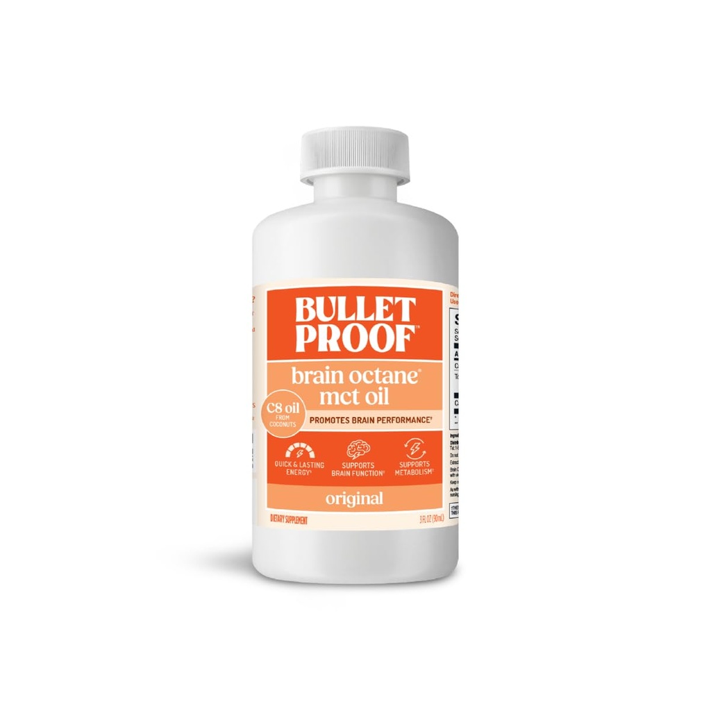 Skudsikker hjerne Octane C8 MCT Oil Travel Størrelse, 3 Ounces, Keto Supplement for vedvarende energi og Færre Cravings