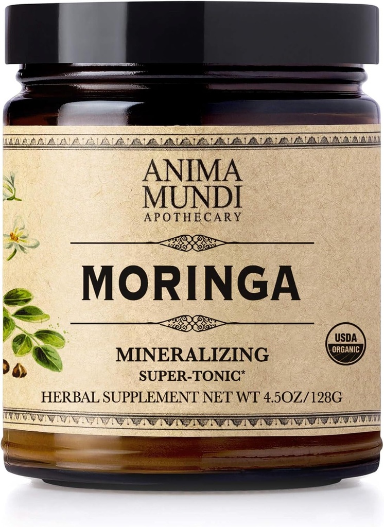 Anima Mundi Apothecary Moringa Leaf Powder - Pure Organic Rainforest Superfood - Energy Support, Natural & Non- GMO Green Powder (6oz / 170g)