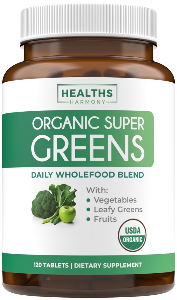 USDA Organic Super Green Supplement - Økologiske grønne frugter og grøntsager supplement til voksne med 28 superfood kompleks med Superfruit Roots Urter & Mere - Vegan & Non- GMO (Op til 2 måneder Tilgang)