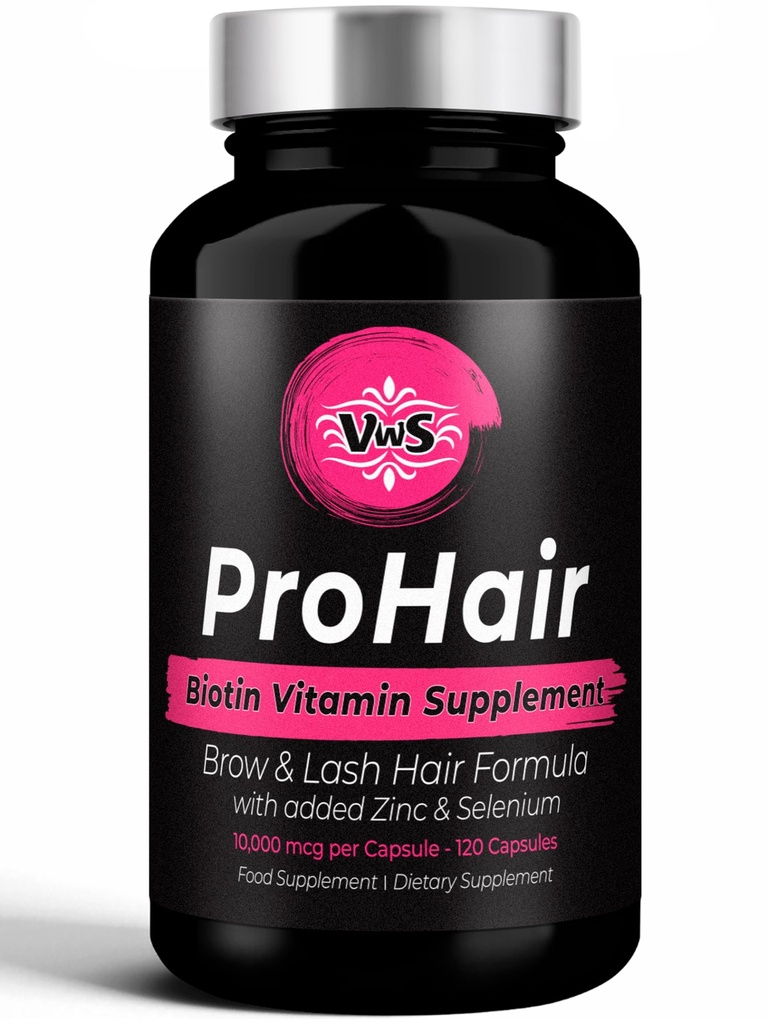 VWS Biotin 10.000 mcg Kosttilskud w / Zink & Selenium at fremme Thicker hårvækst, stærkere negle og sund hud til kvinder og mænd, 120 Veganske kapsler