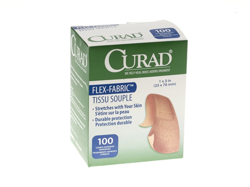 CURAD Flex- stof vedhæftede bandage, 1 "Bredde, 3" Længde, pakke med 100