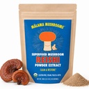 Malama Organic Reishi Mushroom Powder, Pure Fruiting Body Extract, Adaptogen Superfood til immunforsvar og wellness, 100 Servere
