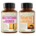 Vimerson Sundhed kvinders Multivitamin & gurkemeje Moringa supplement til immunforsvar, energi, mood, hår, hud, negle, joints og fordøjelse.
