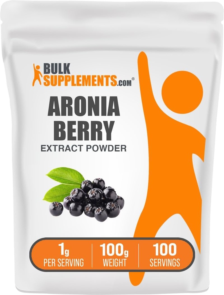 BulkSupplements.com Aronia Extract Powder - Aronia Berry Extract, Chokeberry Supplement - Gluten Free, 1g per Serving, 100g (3,5 oz) (Pack of 1)